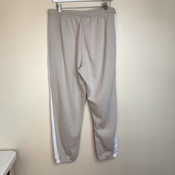 Disney Mickey Mouse Sweatpants Beige White Tuxedo Stripe Embroidered Pockets XL - Picture 6 of 12